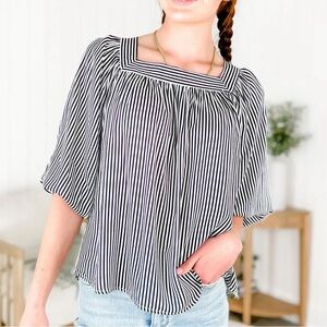 Andree By Unit Square Neck Stripe Top‎ Size Medium